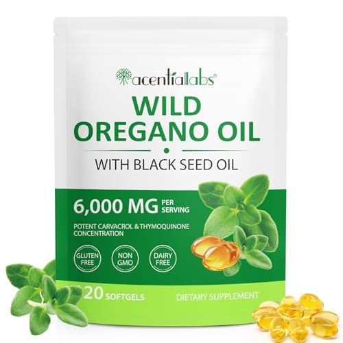 Front view of Oil of Oregano Softgels 6000mg 120-count bottle