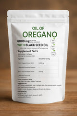 Label detail showing Carvacrol 165mg and Black Seed Oil 200mg