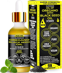 Bottle of oil of oregano with black seed oil for 400 servings