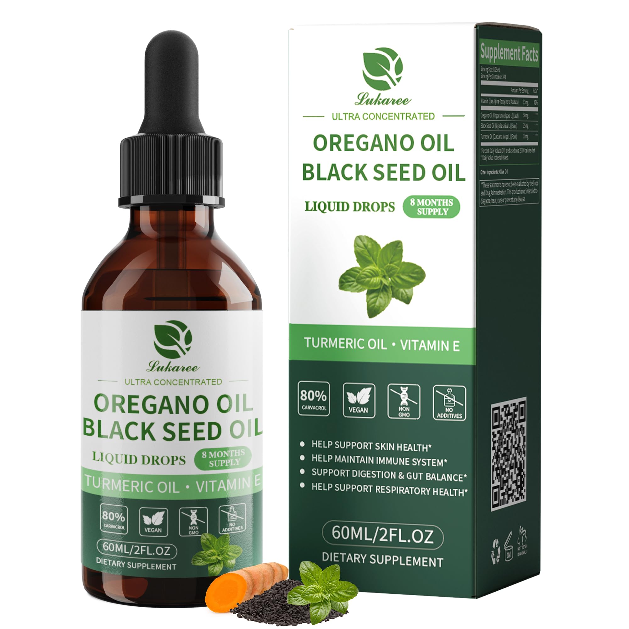 Oil of oregano with black seed oil 2 oz bottle with dropper