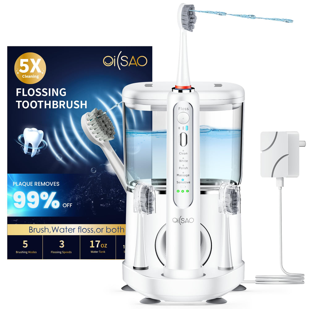 OILSAO electric toothbrush with water flosser front view