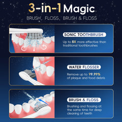OILSAO toothbrush with water flosser feature close-up