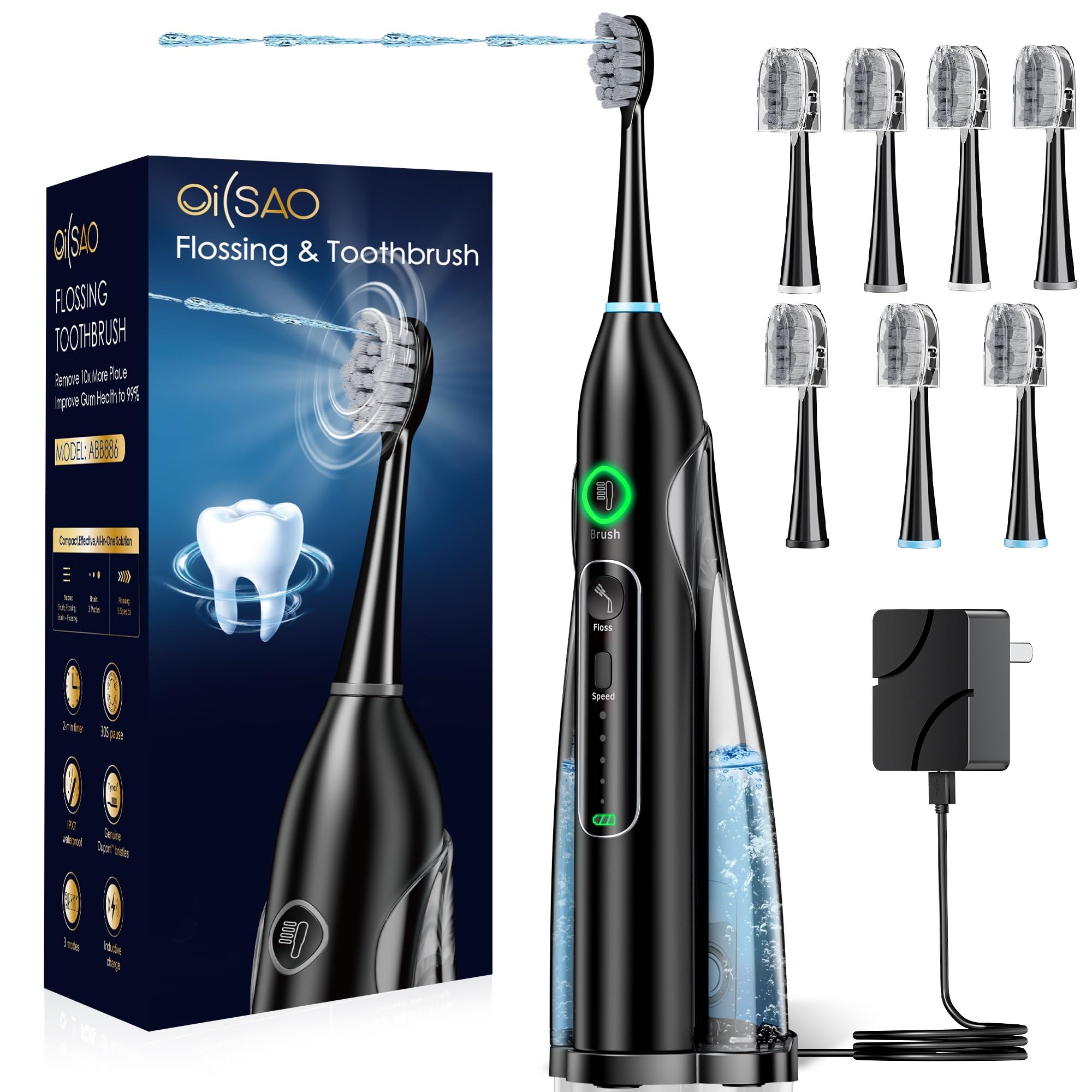 OilSAO electric toothbrush with water flosser combo