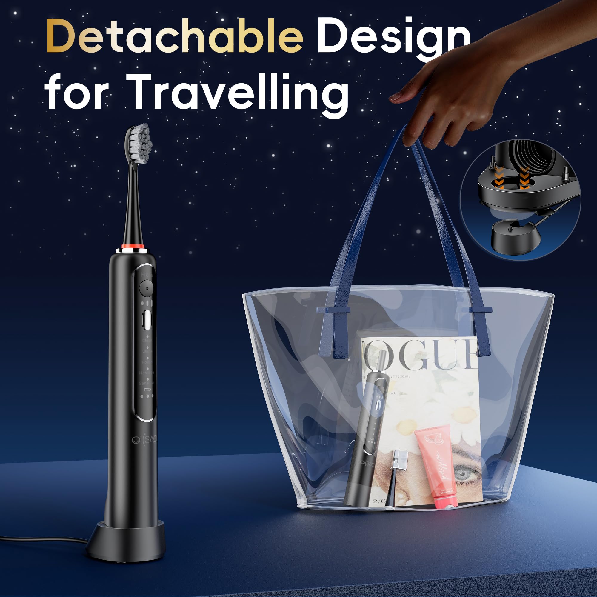 Rechargeable base with quick charging and warranty badge