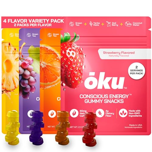 OKU ōku Energy Chews bottle label showing clean energy for workouts and workdays