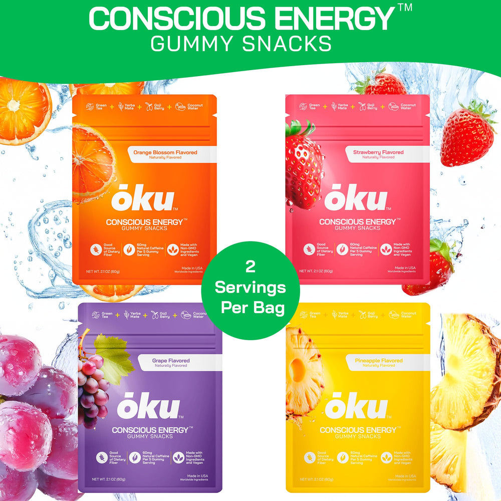 OKU ōku Energy Chews vegan gummy texture closeup