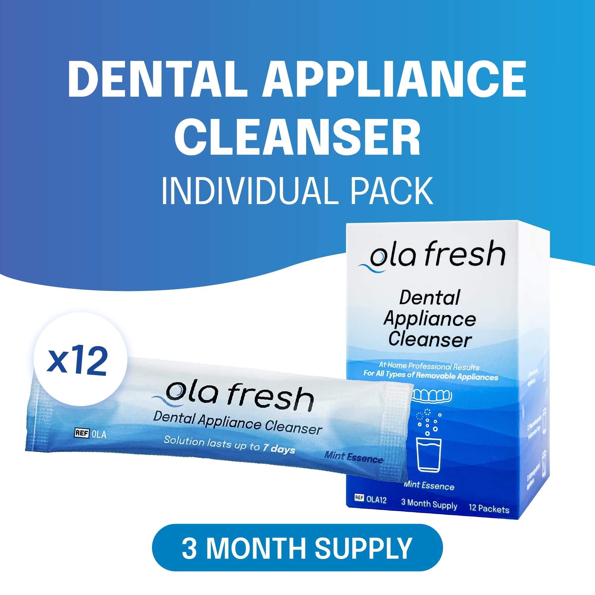 Powder cleaner removes stains and odor from dentures and retainers