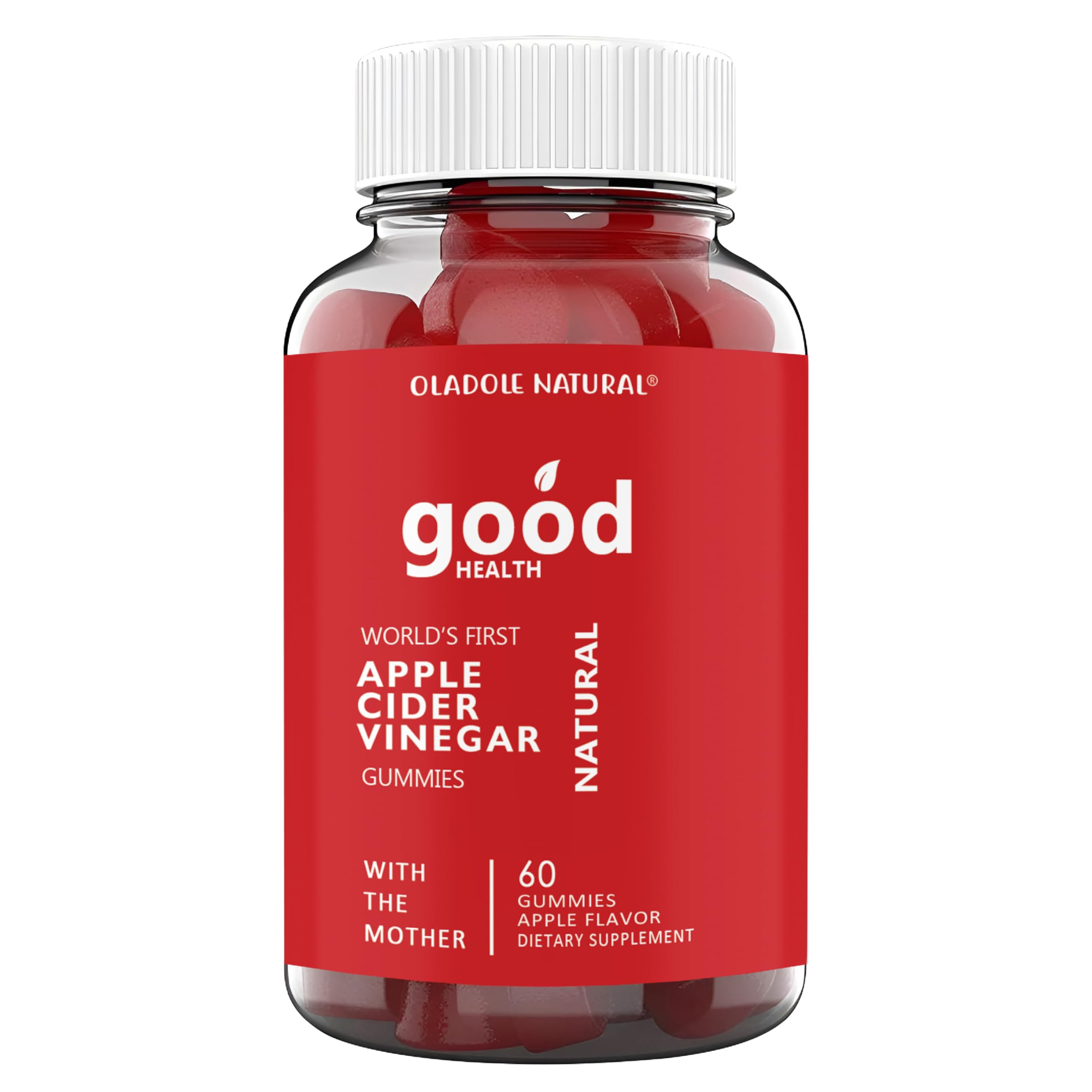 Front of Oladole Apple Cider Vinegar Gummies with Mother bottle