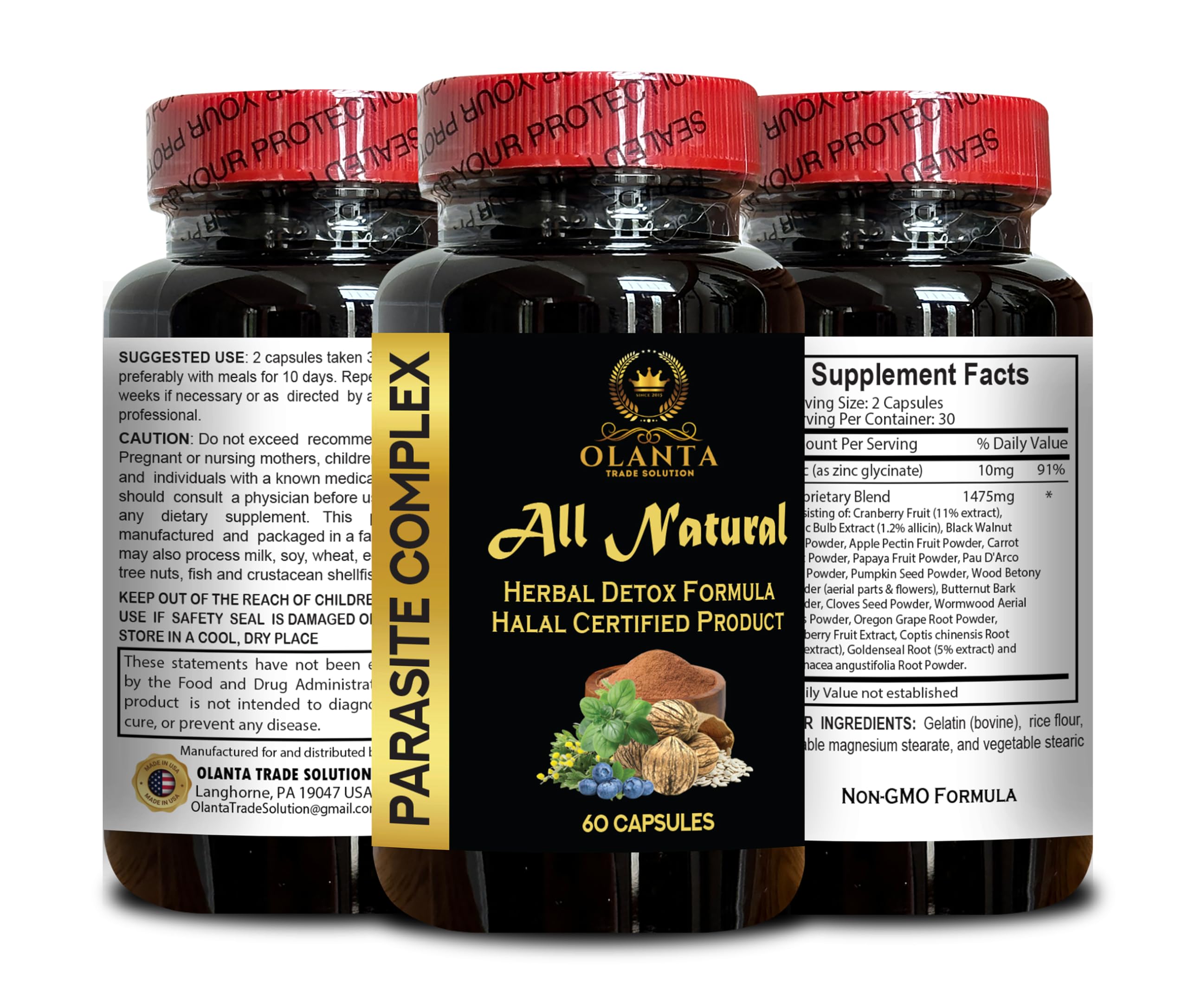 Capsules count 60 per bottle for OLANTA Parasite Complex