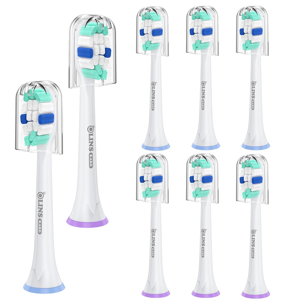 OLINS KAKO 8-pack replacement heads for Philips Sonicare with snap-on handles