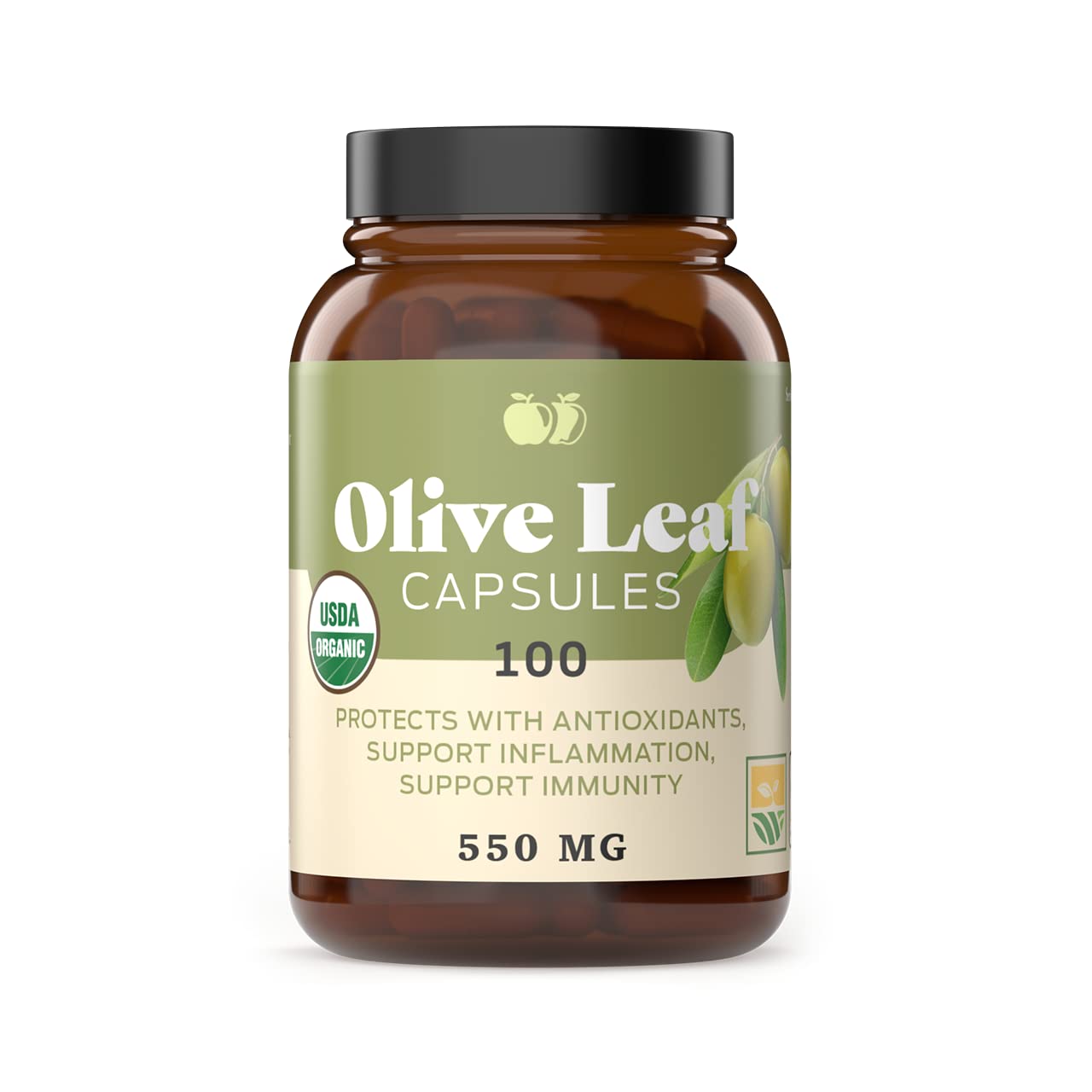 Front view of Complete Natural Products Organic Olive Leaf Capsules bottle