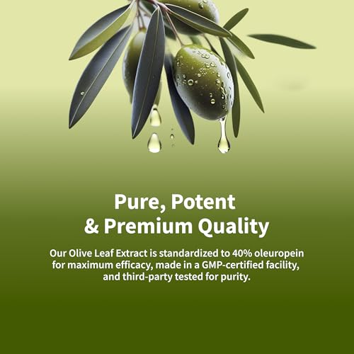 Graphic showing olive leaf extract with 40% oleuropein.