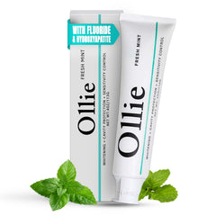 Ollie Fresh Mint Toothpaste 4oz tube and packaging on white background