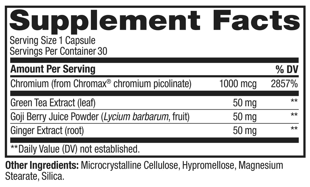 Nutrition facts for OLLY Combat Cravings 30-count bottle