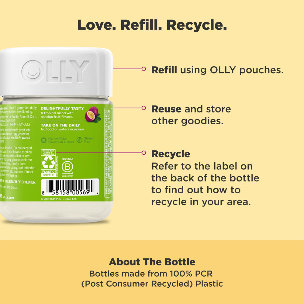 OLLY Daily Energy gummy with tropical notes for flavorful daily use.