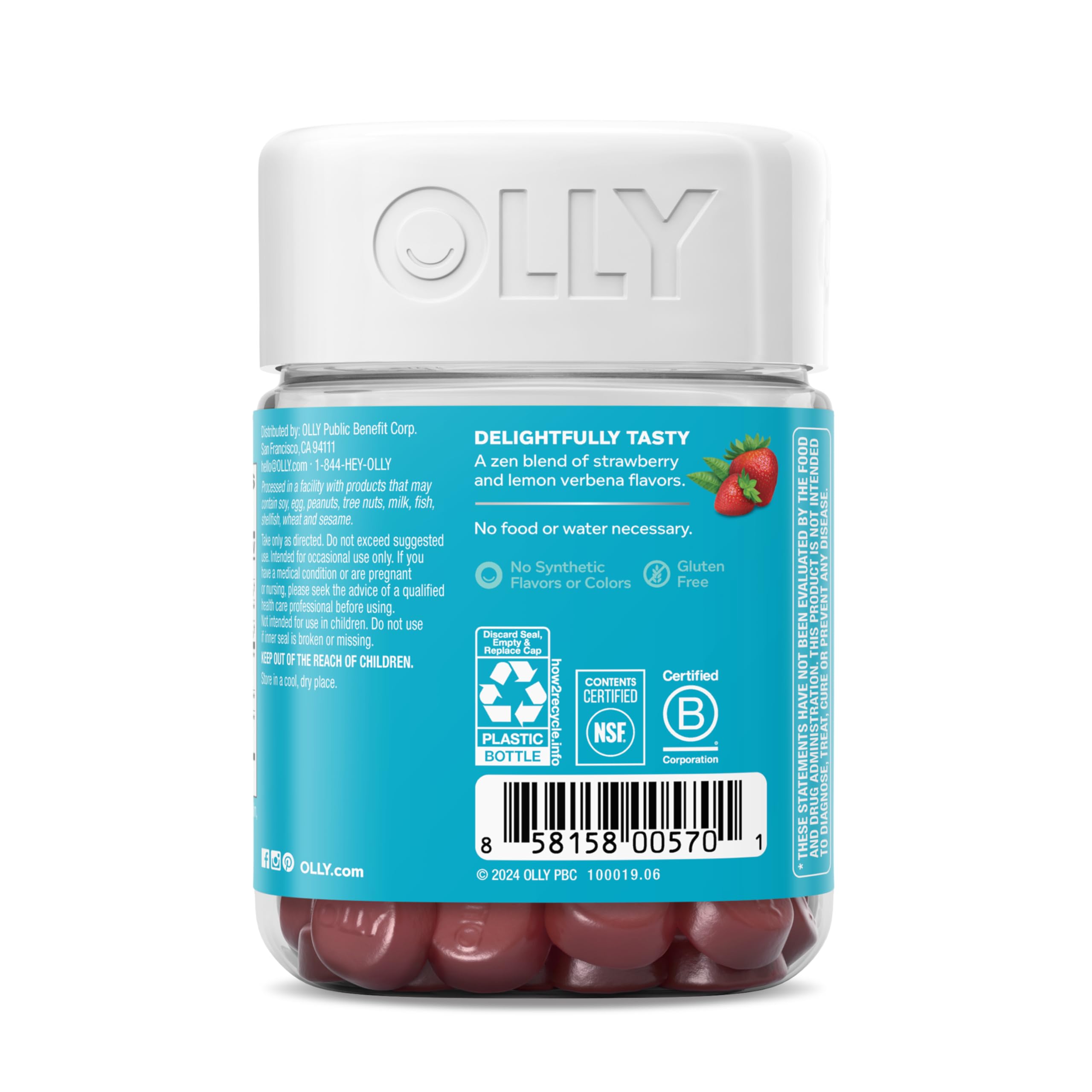Travel-friendly pouch of OLLY Goodbye Stress for everyday use.