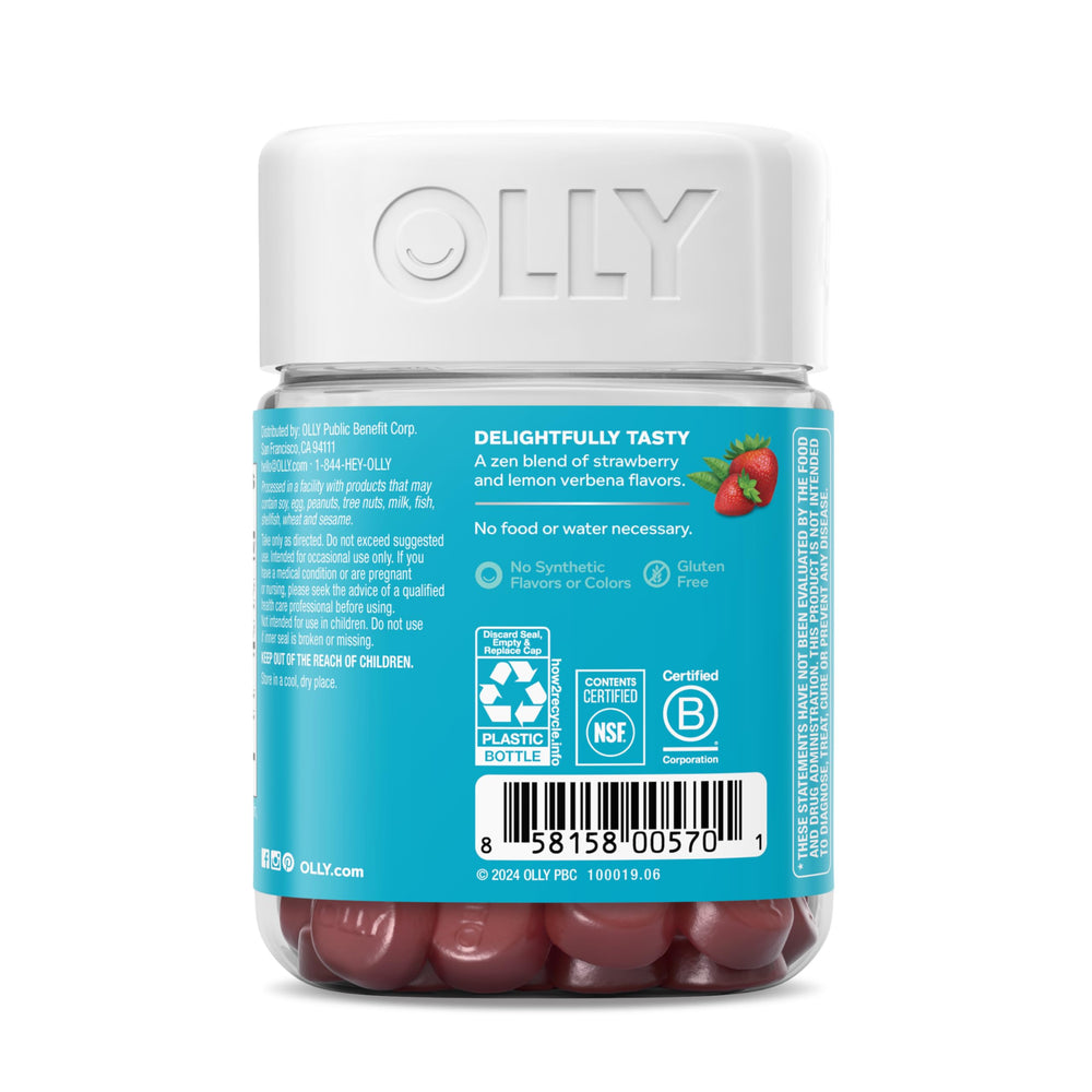 Travel-friendly pouch of OLLY Goodbye Stress for everyday use.