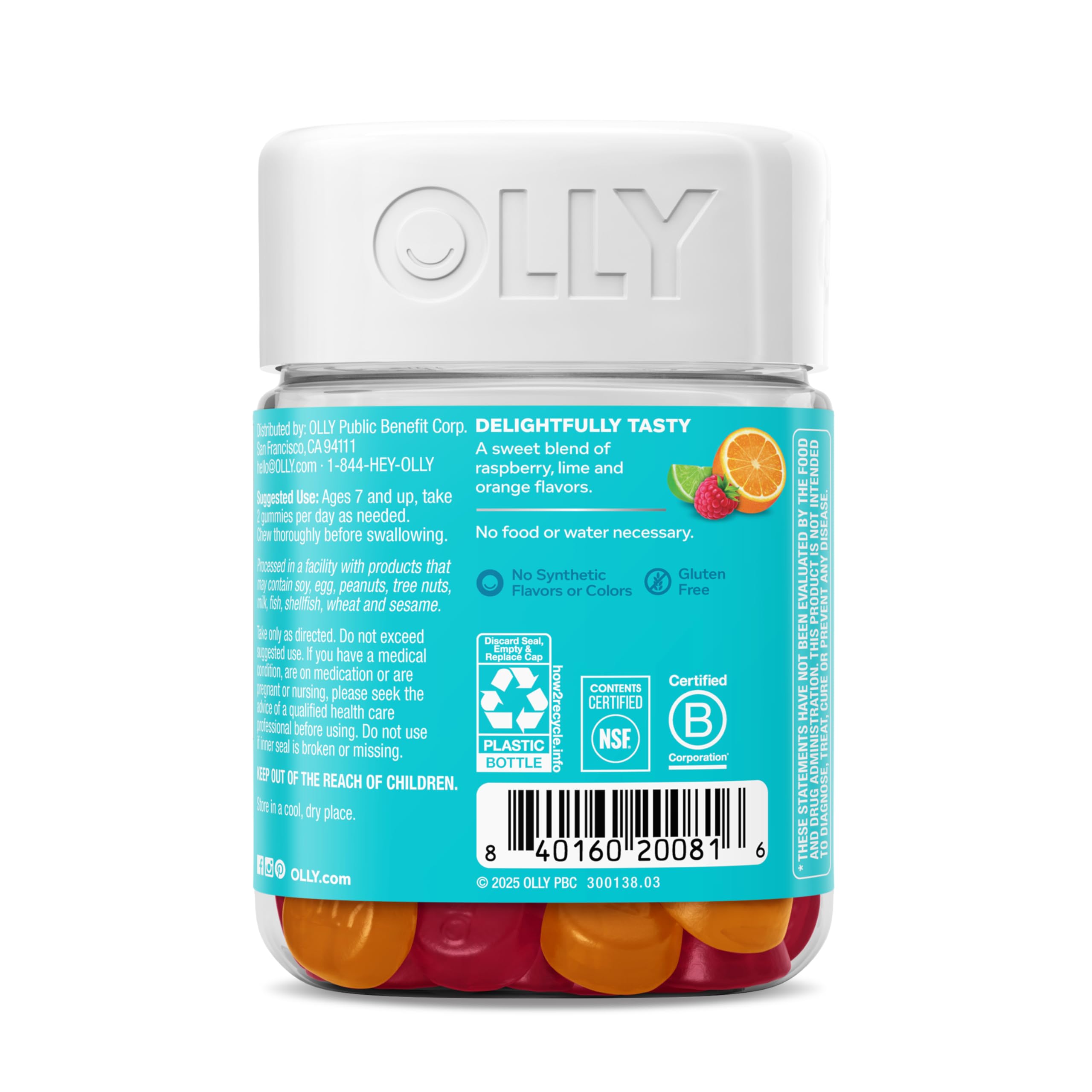 OLLY Kids Chillax lemon balm extract illustration suggests botanicals