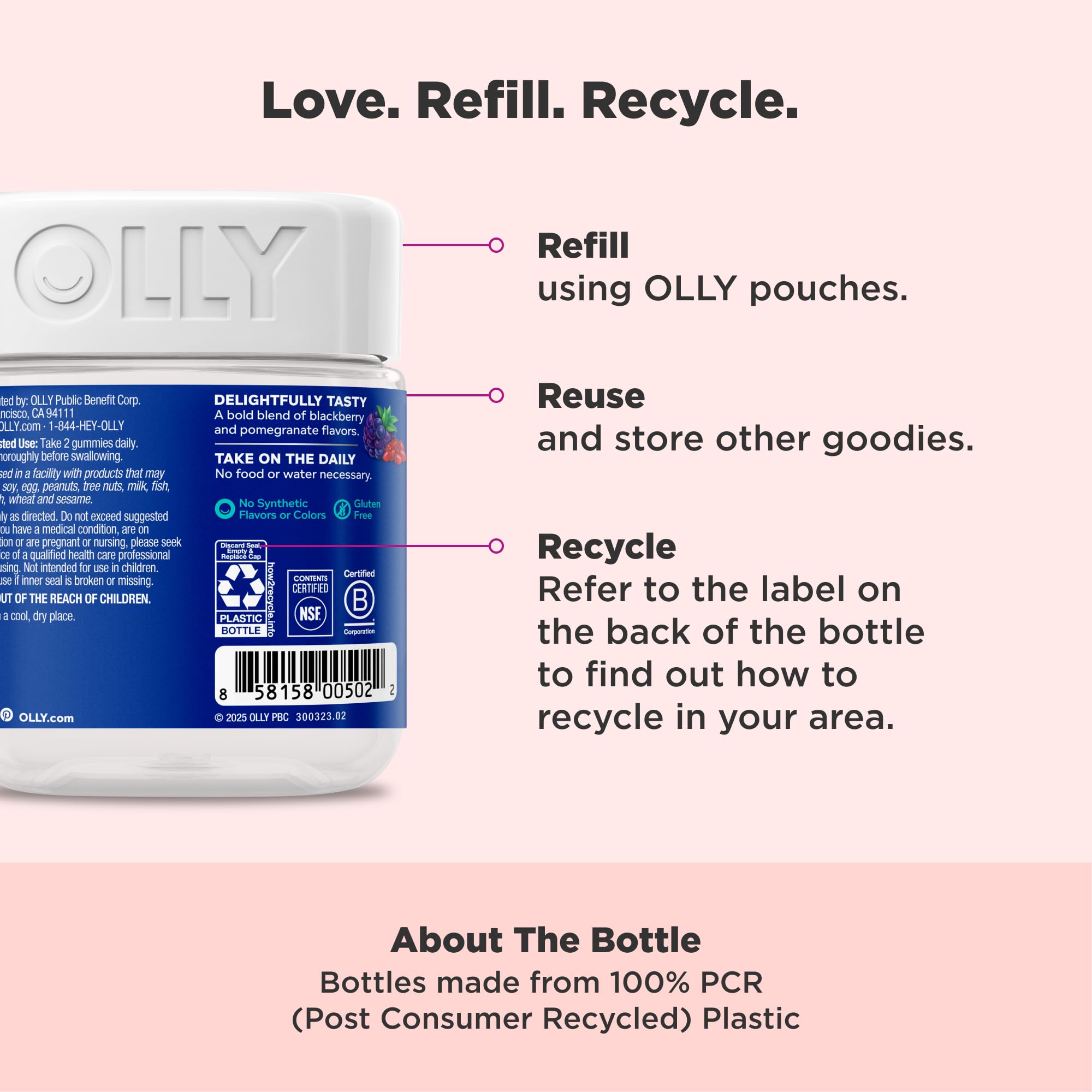 OLLY Gummies are chewable and require no food or water.