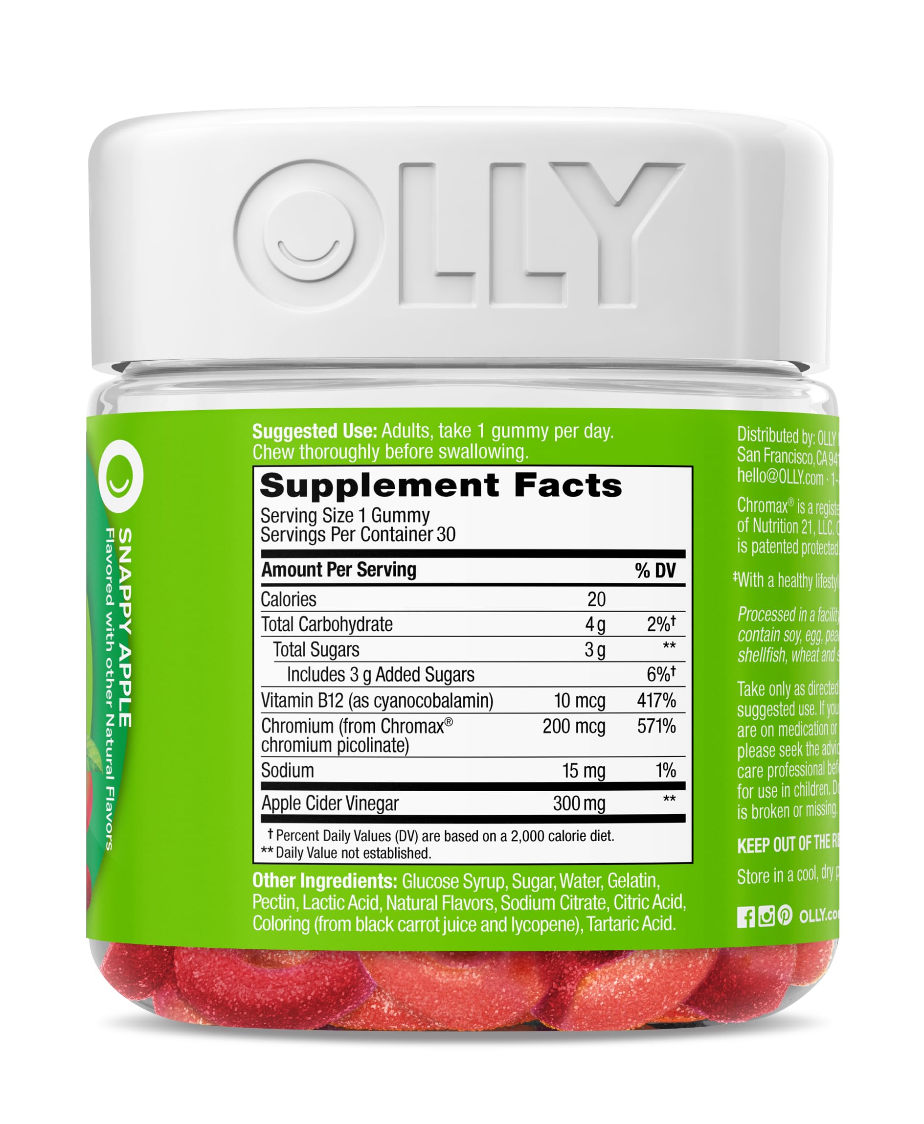 Open bottle with scattered gummies for on-the-go consumption.