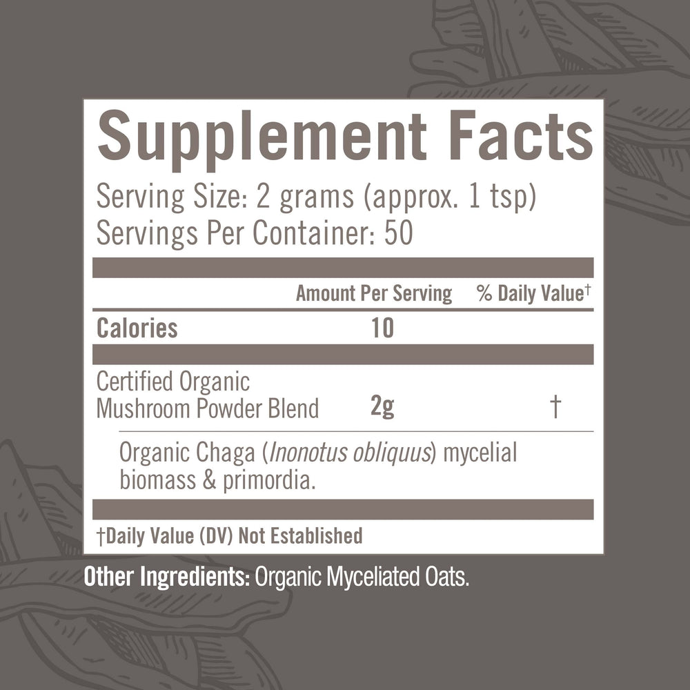 Om Mushroom Chaga powder added to coffee or smoothie