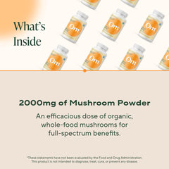 Serving size showing three capsules for Om Lion's Mane