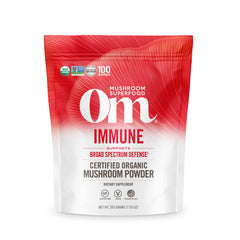 Front label of OM Mushroom Immune Blend powder