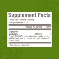 Reishi mushroom mycelial biomass powder cultured on organic oats