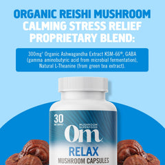 Organic Reishi mushrooms used in OM Mushroom Relax formula