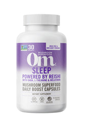 Front view of OM Mushroom Sleep Capsule bottle