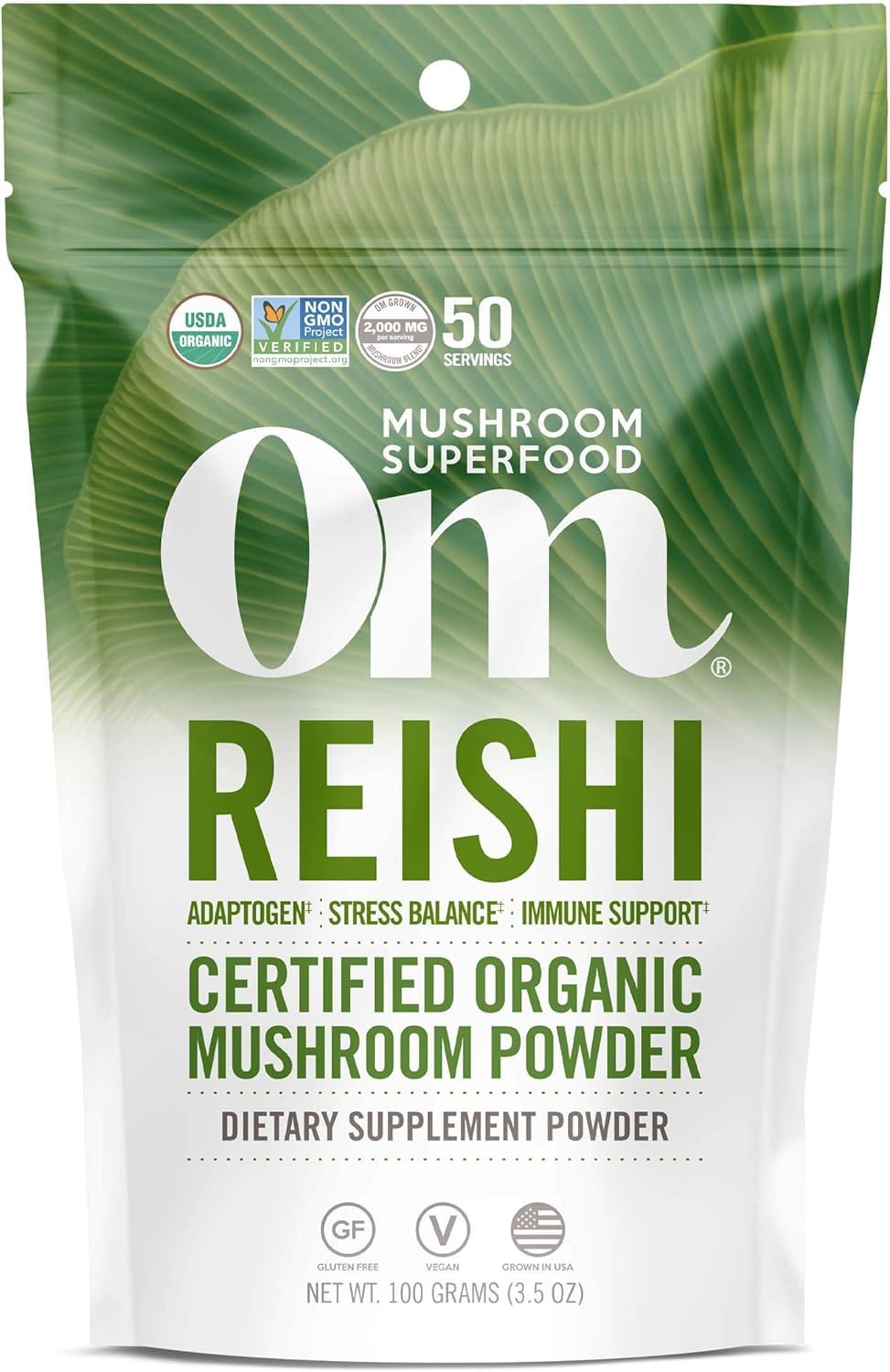 Front of OM Mushroom Superfood Reishi Powder 3.5 oz