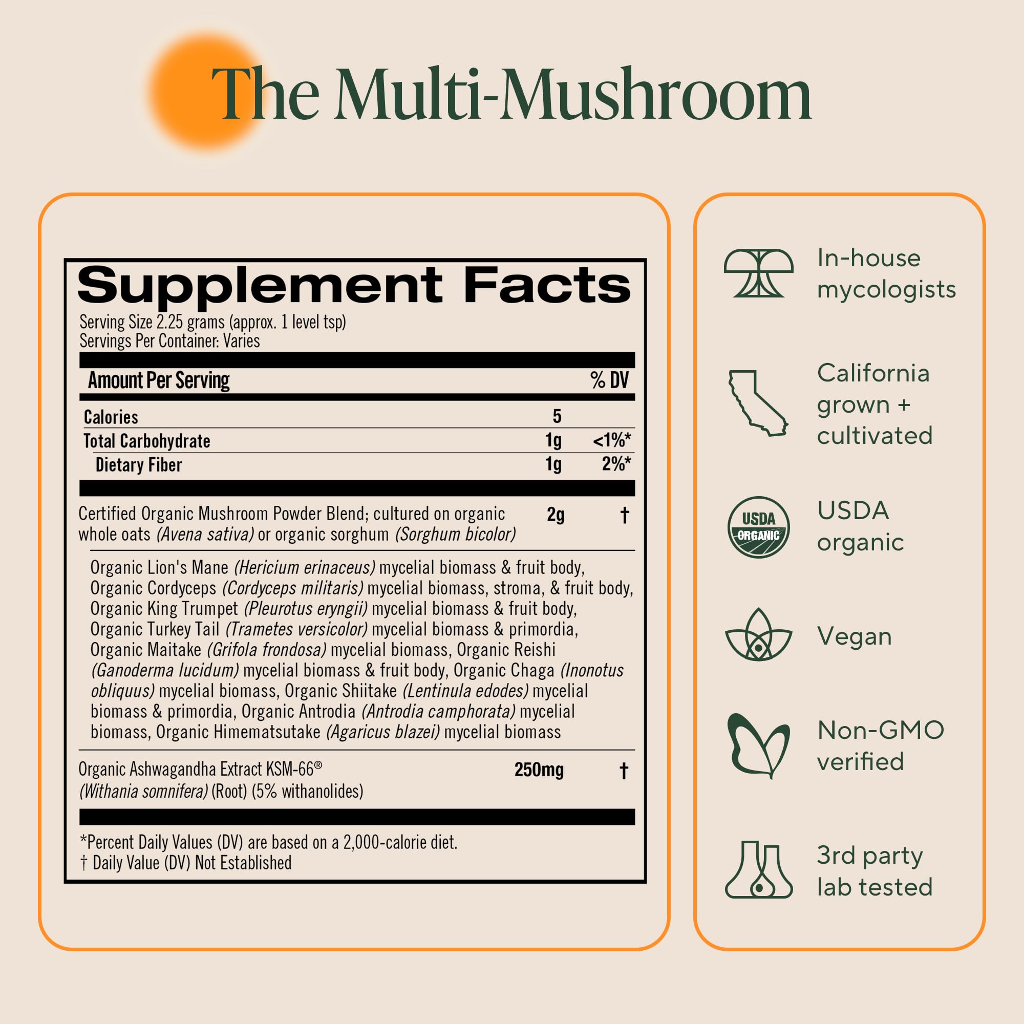 Certification icons for organic and non-GMO