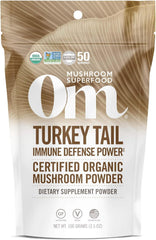 Front view of Om Turkey Tail Powder 3.5oz container