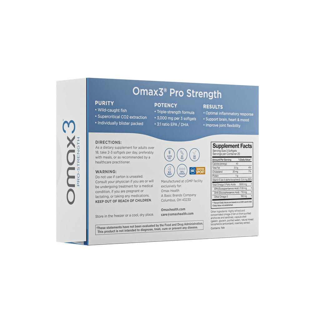 NSF Certified for Sport emblem on Omax3 packaging