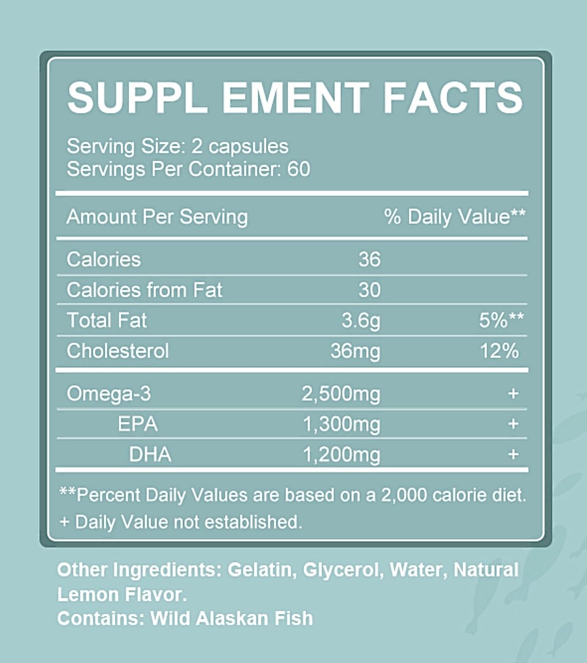 60-day supply of omega-3 softgels with 120 count