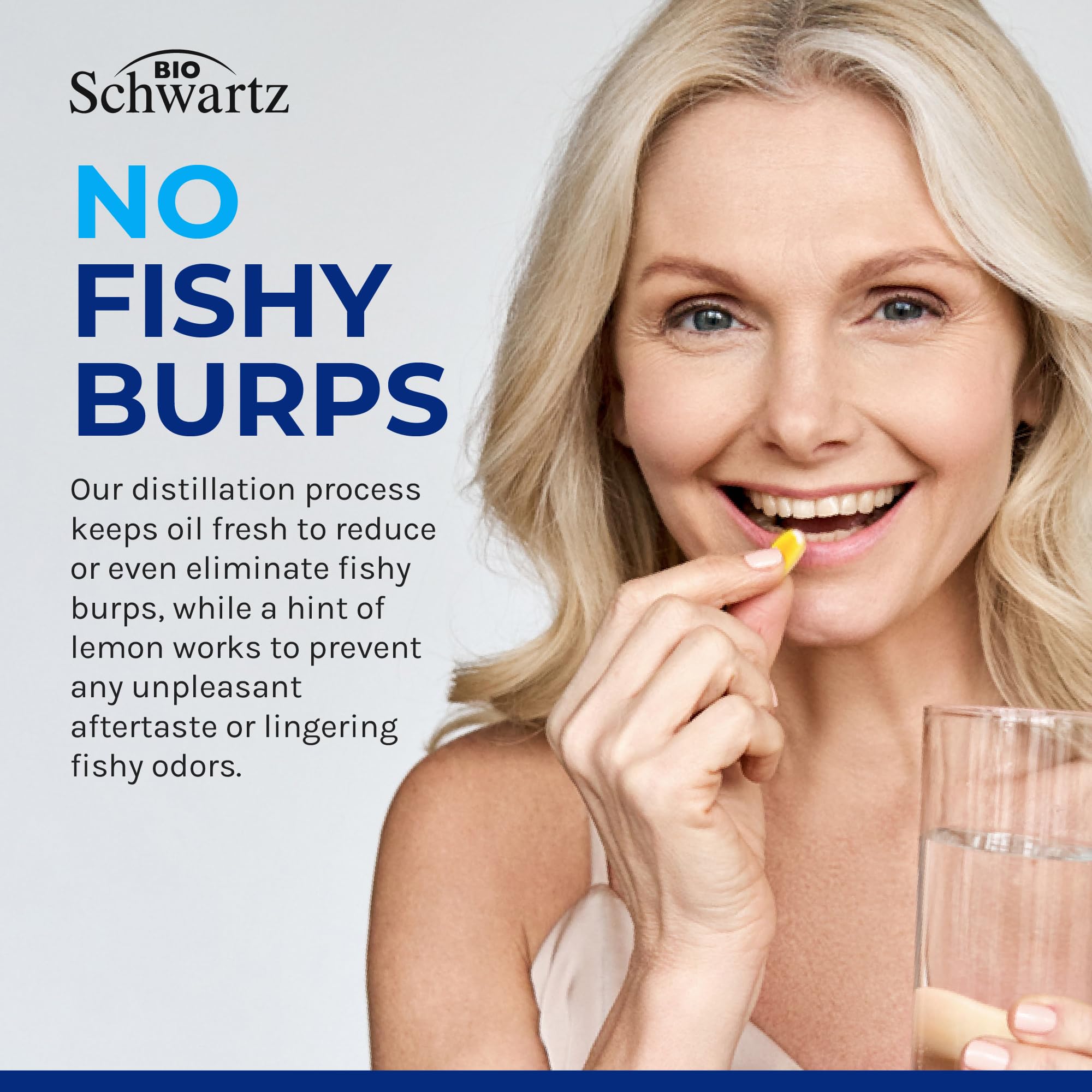 Lemon flavored omega-3 bottle on white background