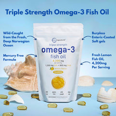 Burpless enteric-coated omega-3 fish oil softgels