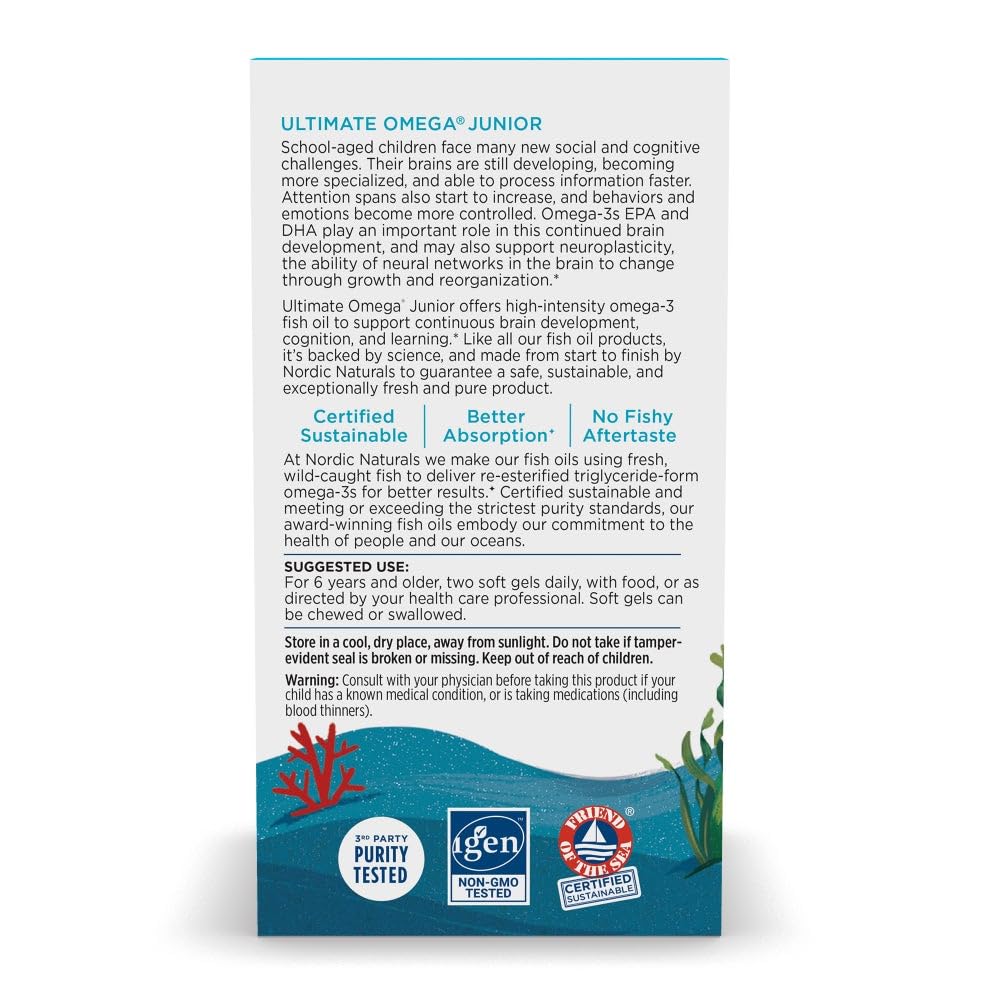 Infographic showing EPA and DHA omega-3 benefits for kids