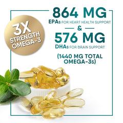 Product label for Omega-3 Fish Oil 2400 mg triple-strength