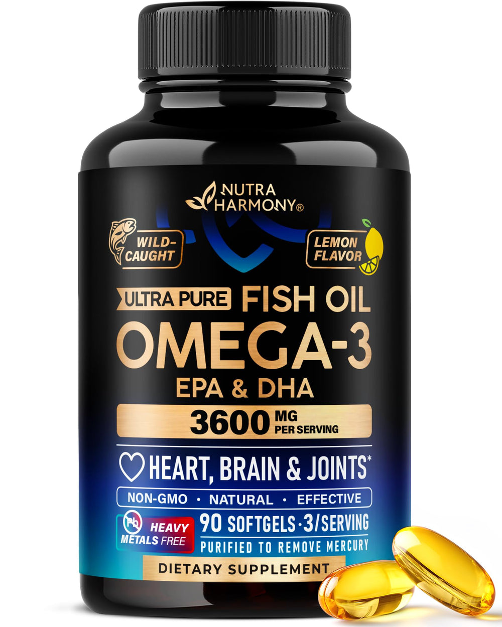 Omega-3 fish oil 3600mg bottle