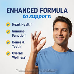 Graphic illustrating heart, immune, and bone health support