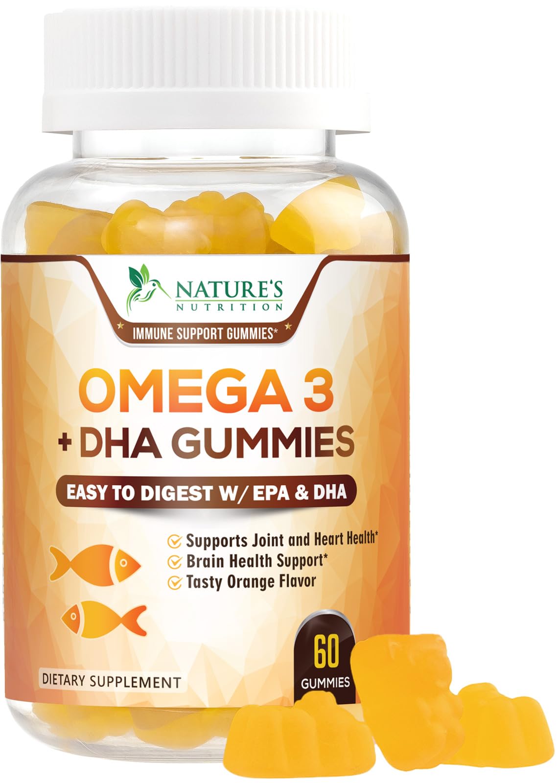 Bottle of Omega-3 Fish Oil Gummies with orange flavor
