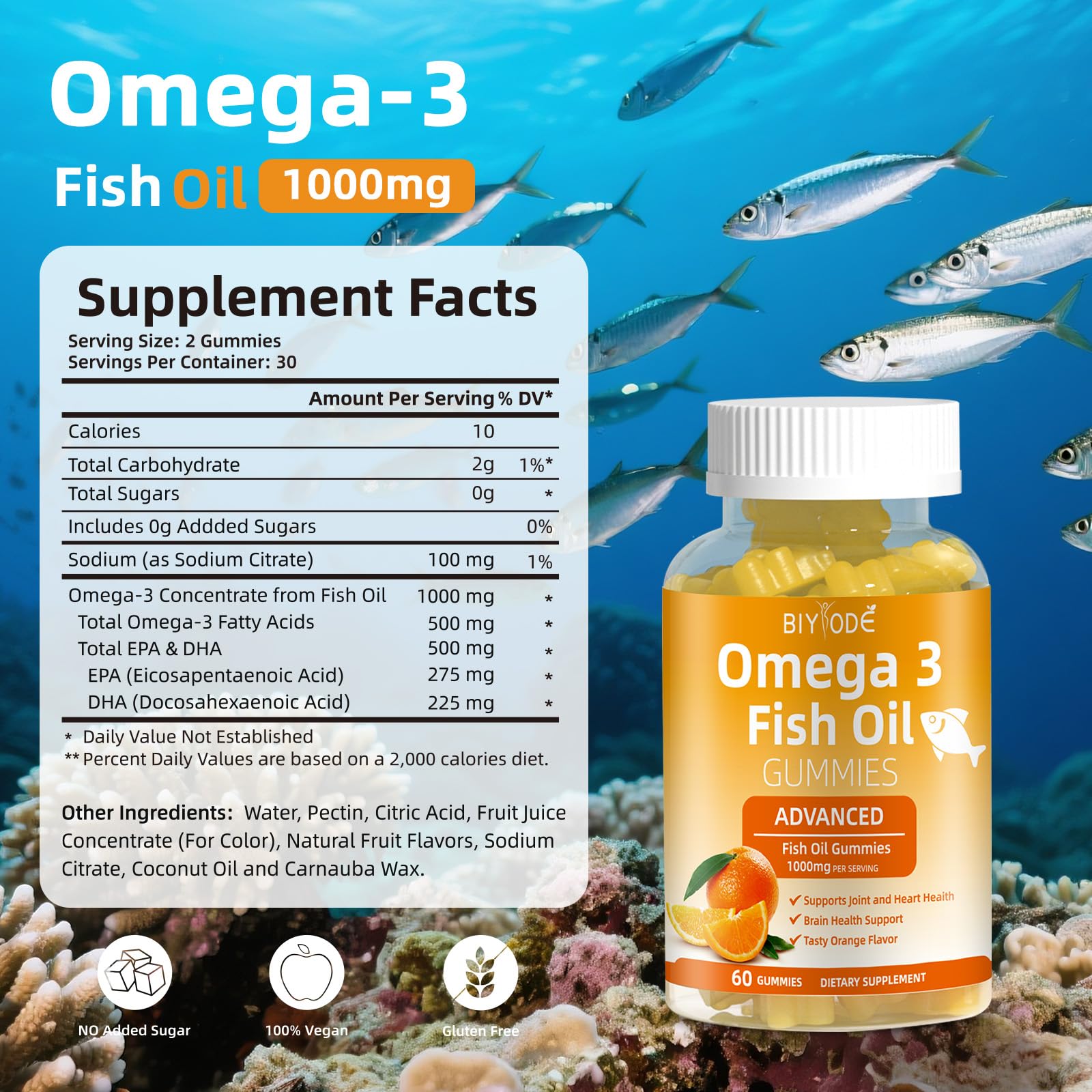 Omega-3 Fish Oil Gummies bottle with ingredients