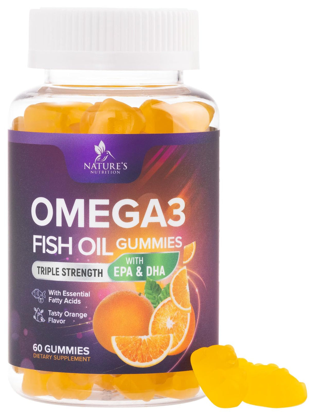 60-count orange-flavored Omega-3 Fish Oil Gummies bottle