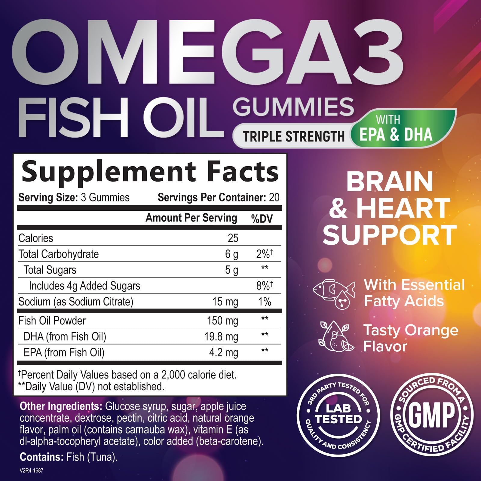 DHA and EPA omega-3 gummies for heart health and brain support
