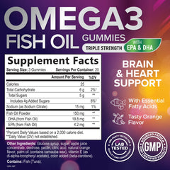 DHA and EPA omega-3 gummies for heart health and brain support