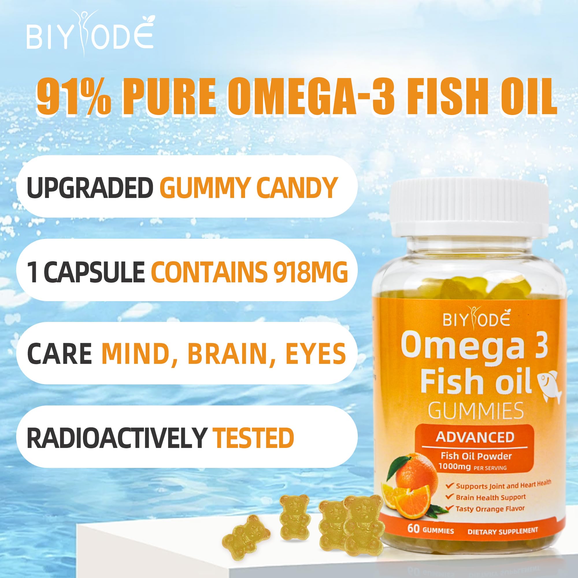 Close-up of Omega-3 Gummies for eye health