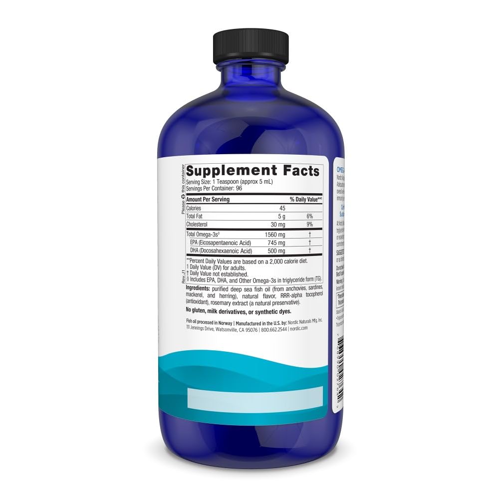 Lemon-flavored Omega-3 bottle label
