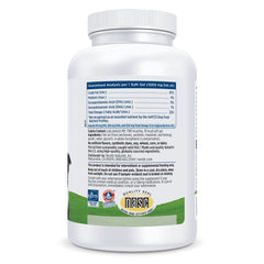 Close-up of omega-3 pet dog soft gels bottle