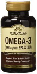 Windmill Omega-3 1000 mg softgels bottle - front view